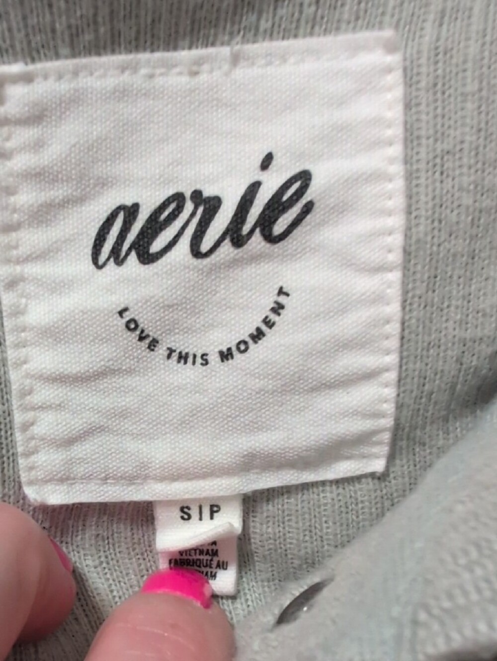 aerie Gray Rib Knit Henley Hoodie - Picture 2 of 3